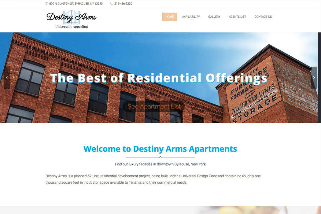 Destiny Arms Apartments Website